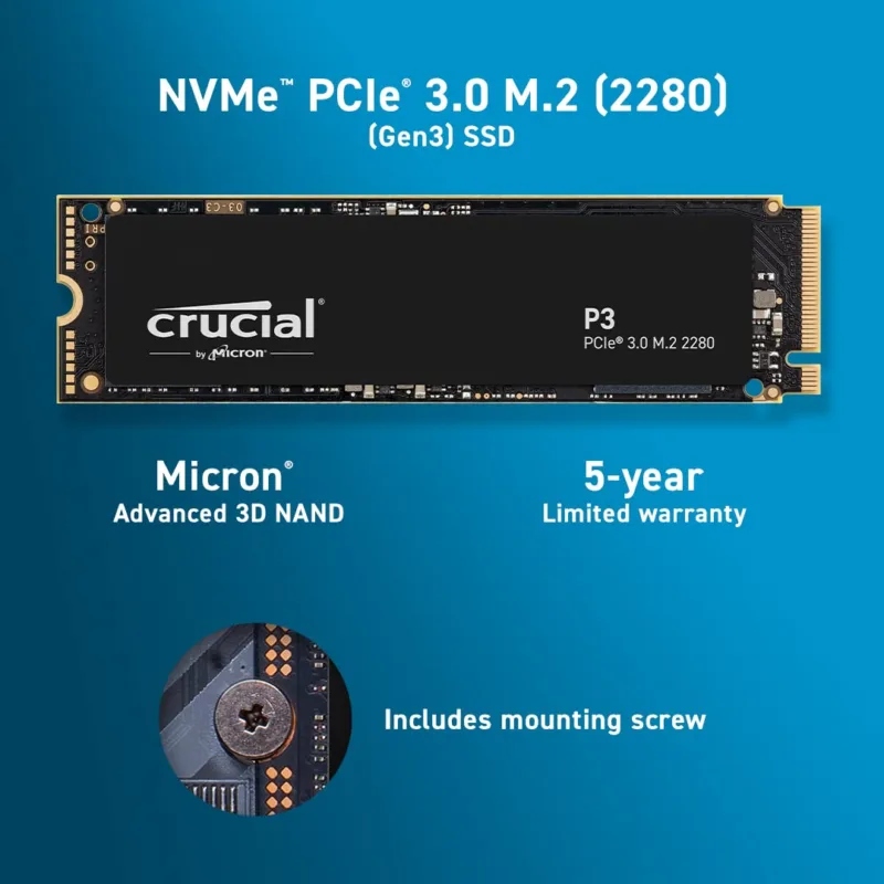 Crucial P3 Plus 2TB PCIe 4.0 3D NAND NVMe M.2 SSD, up to 5000MB/s